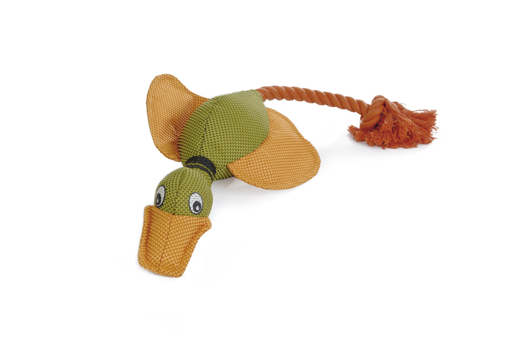 Beeztees Eend met Flostouw - Apporteren - Hondenspeelgoed - oranje - 58x12x2 cm