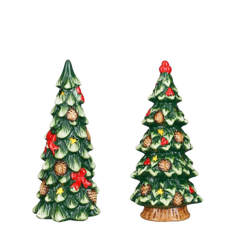 Mica Decorations Kerstbomen - Kerstdecoratie - Groen - 23x10 cm