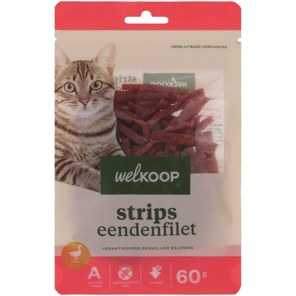 Welkoop Strips eendenfilet - Kattensnack - 60 Gram - eend