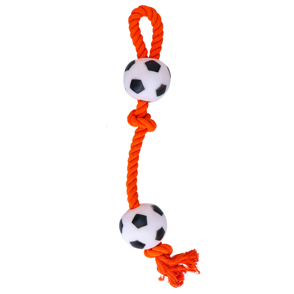 Holland Flostouw met ballen - Hondenspeelgoed - Oranje - 7x48x7 cm