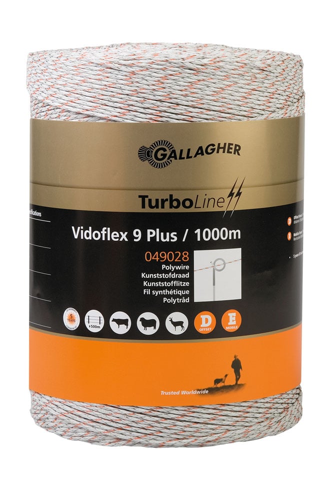 Gallagher Vidoflex 9 - Schrikdraad - 26.5 cm - 1000 Meter - Wit - 20.5 cm - 100000 cm Gallagher Vidoflex 9 - Schrikdraad - 26.5 cm - 1000 Meter - Wit - 20.5 cm - 100000 cm