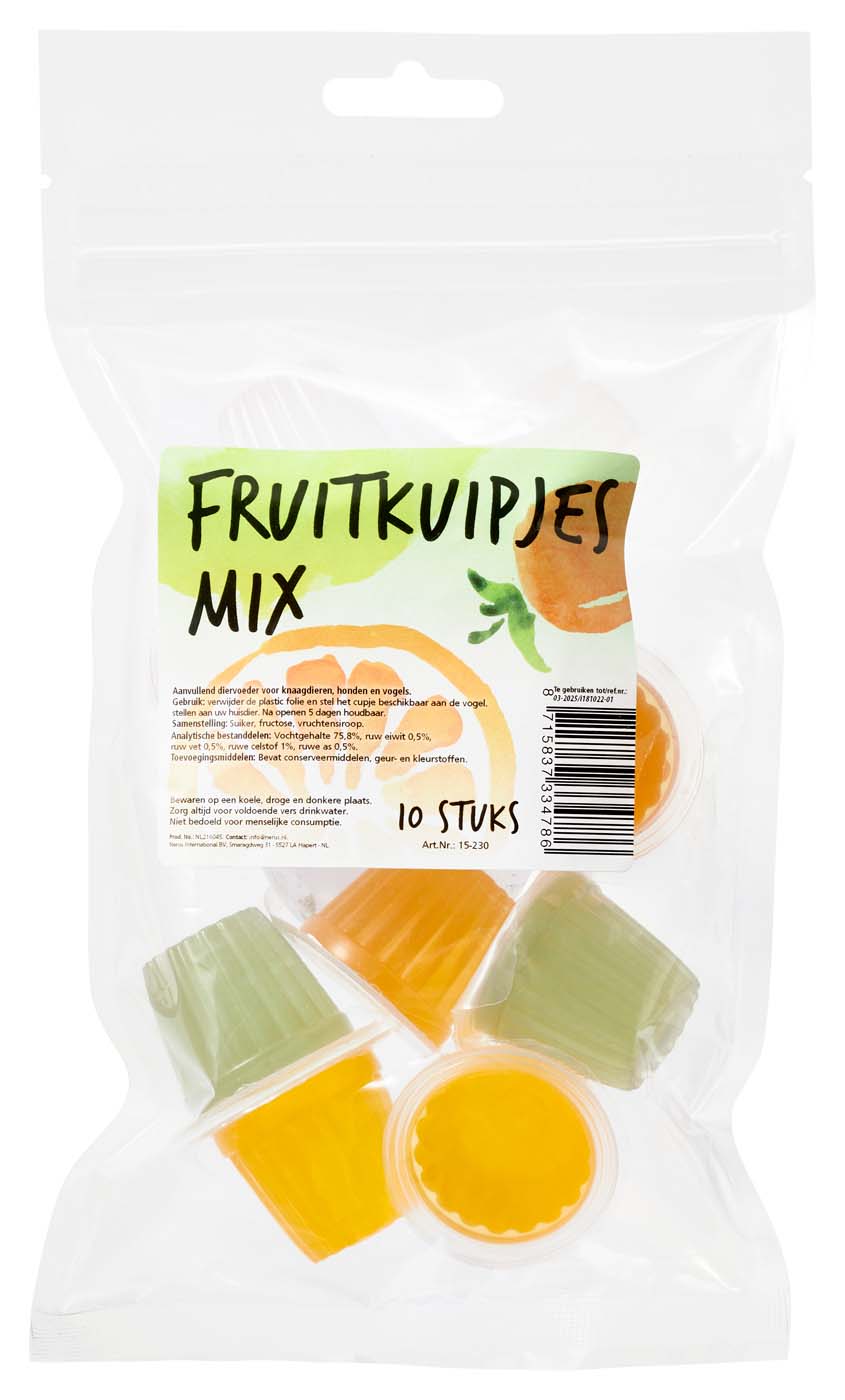 Welkoop Fruitkuipjes mix - Vogelsnack - 10 Stuks - Snacks Welkoop Fruitkuipjes mix - Vogelsnack - 10 Stuks - Snacks