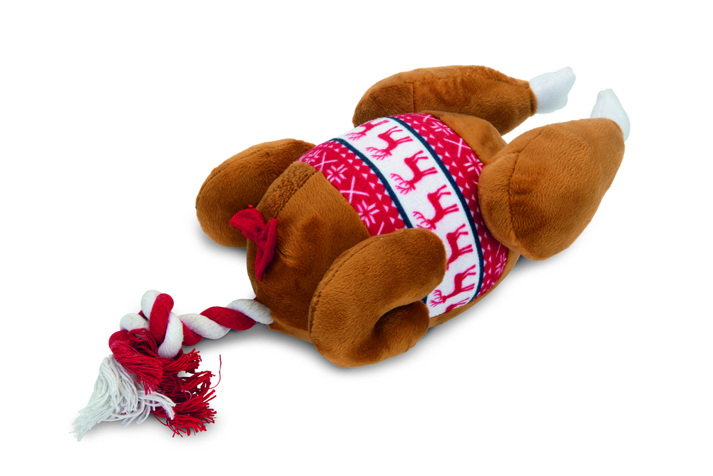 Beeztees Winter Kalkoen - Knuffel - Hondenspeelgoed - Beige - 30x18x18 cm