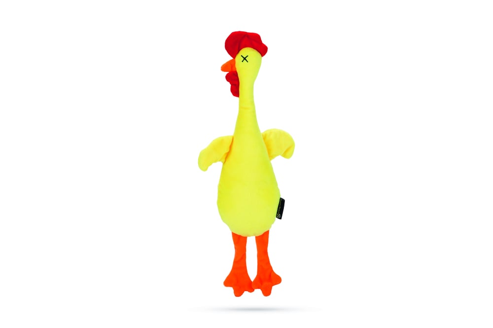 Beeztees Kip Pluche Knuffel - Hondenspeelgoed - geel - 5x10x10 cm