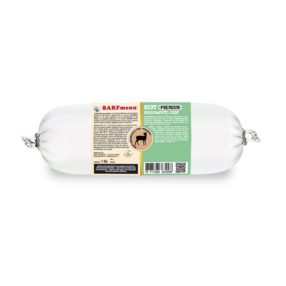 BARFmenu - Hondenvoer - 1000 Gram - hert BARFmenu - Hondenvoer - 1000 Gram - hert
