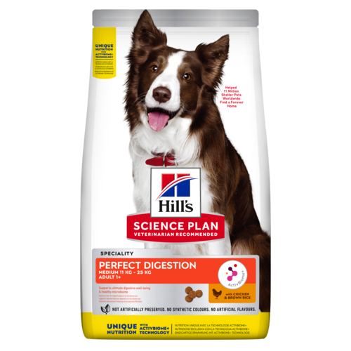 Hill's Science Plan Adult Medium Perfect Digestion - Hondenvoer - 12 Kilogram - kip, rijst