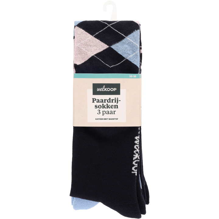 Welkoop 3-pack - Paardrijsokken - Blauw - 35-38
