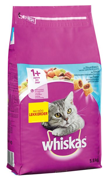 Whiskas 1+ Adult Droge Brokjes - Kattenvoer - 3800 Gram - tonijn