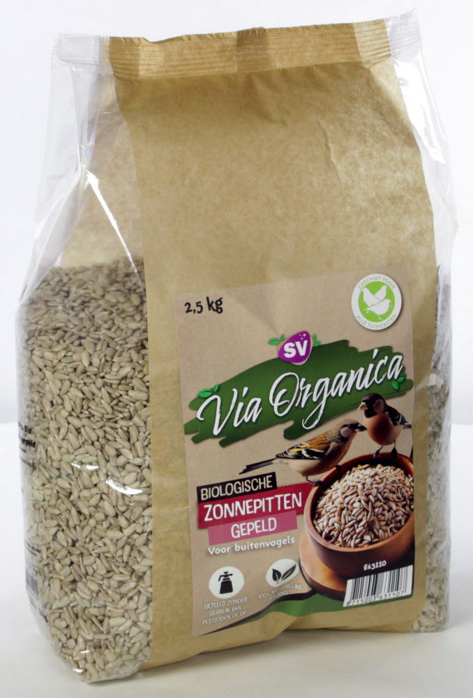 Via Organica - Biologische Zonnebloempitten Gepeld - Tuinvogelvoer - 2.5 Kilogram