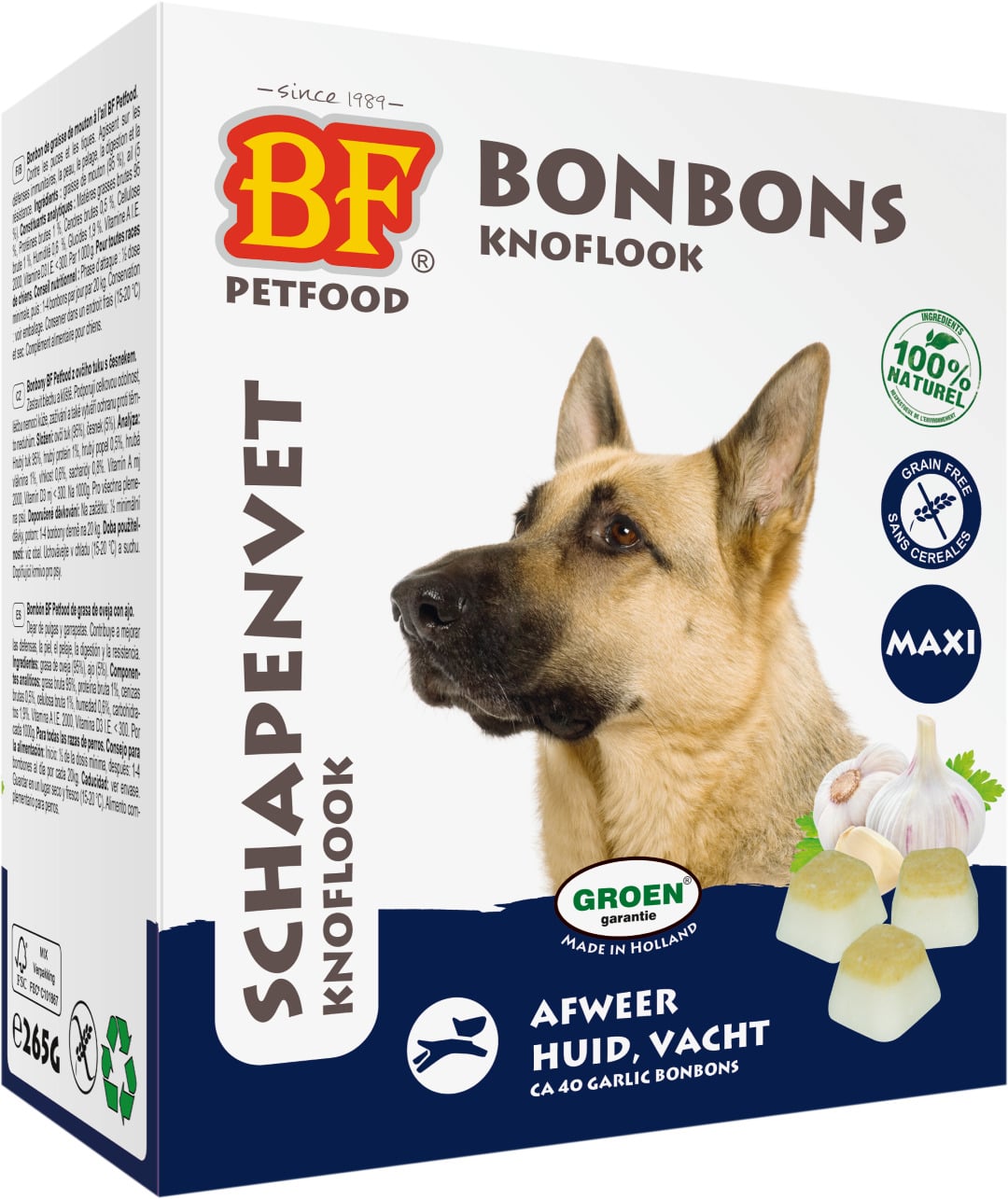 BF Petfood Schapenvet Bonbons Maxi - Hondensnack - 40 Stuks - knoflook BF Petfood Schapenvet Bonbons Maxi - Hondensnack - 40 Stuks - knoflook
