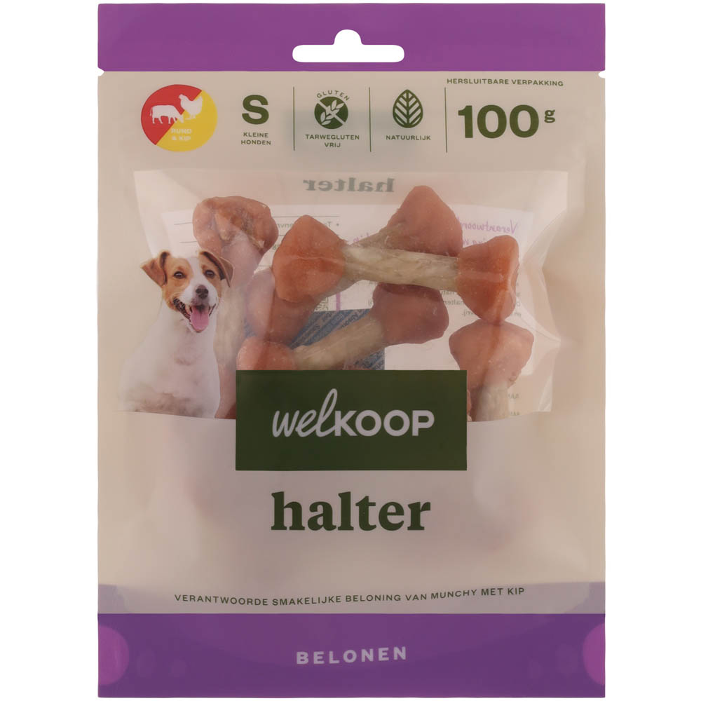 Welkoop Halter - Hondensnacks - 100 Gram - kip, rund - XS