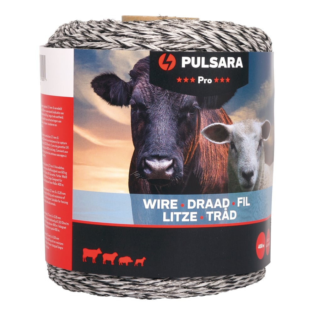 Pulsara Pro - Schrikdraad - 15 cm - 400 Meter - Wit - 14 cm - 40000 cm Pulsara Pro - Schrikdraad - 15 cm - 400 Meter - Wit - 14 cm - 40000 cm