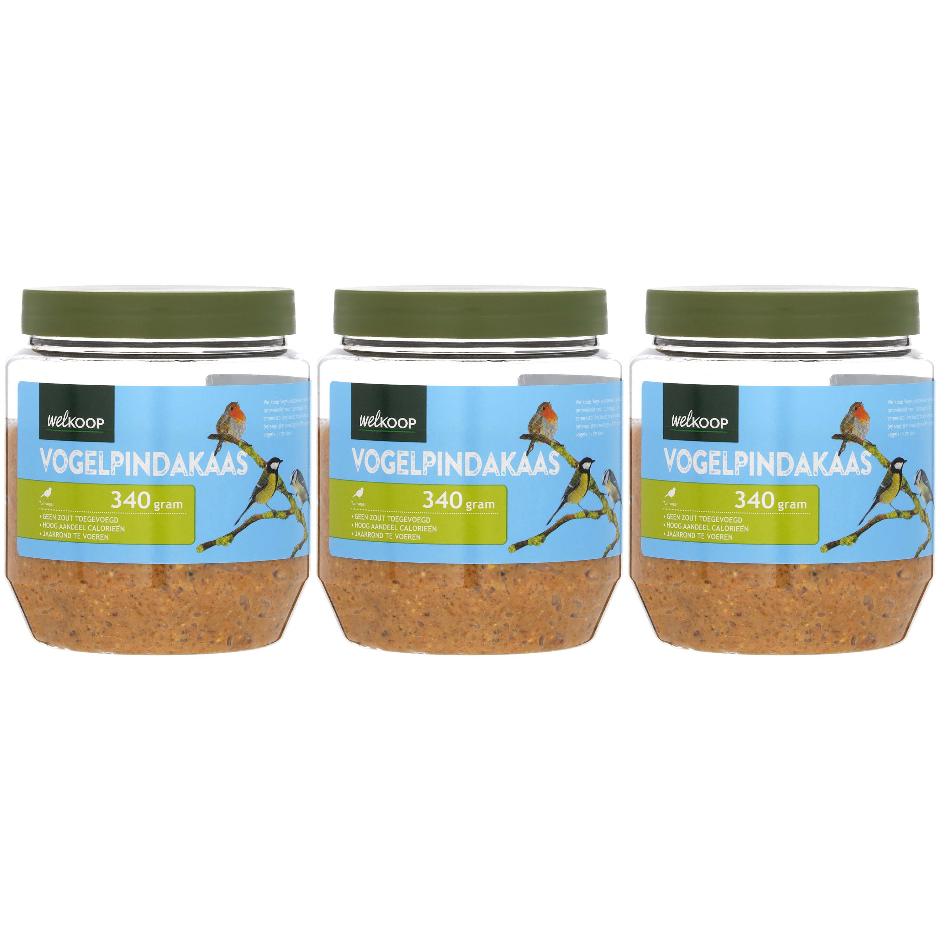 Welkoop Vogelpindakaas - Tuinvogelvoer - 3 Stuks