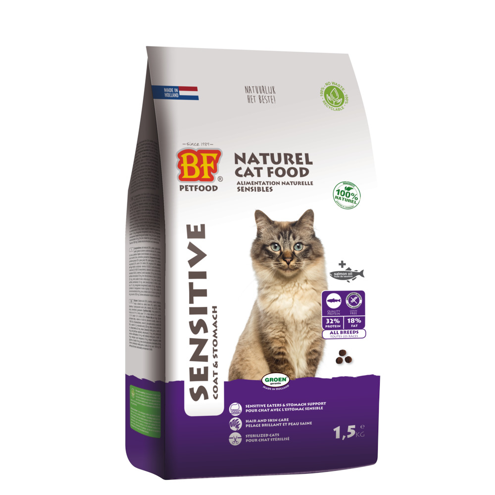 BF Petfood Sensitive Coat & Stomach - Kattenvoer - 1.5 Kilogram - zalm BF Petfood Sensitive Coat & Stomach - Kattenvoer - 1.5 Kilogram - zalm