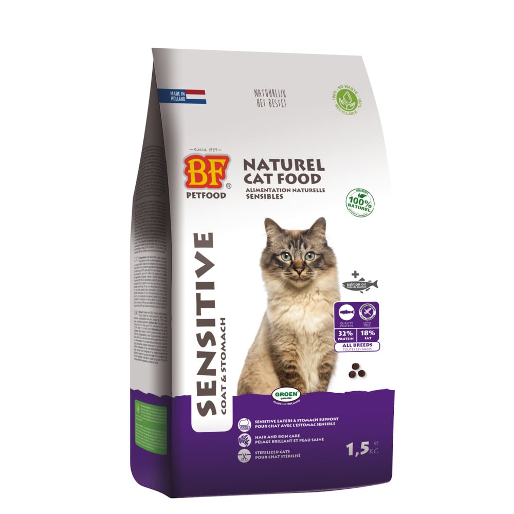 BF Petfood Sensitive Coat & Stomach - Kattenvoer - 1.5 Kilogram - zalm