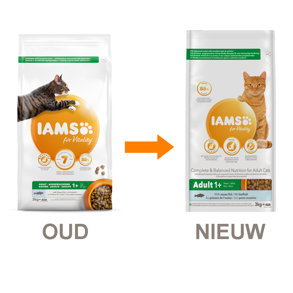 Iams Adult - Kattenvoer - 3 Kilogram - vis, kip