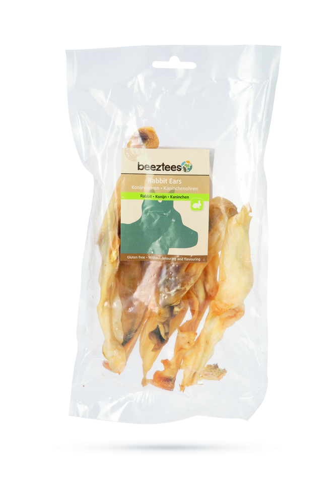 Beeztees Konijnenoren- Hondensnack - 8 Stuks - konijn - M
