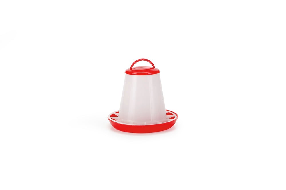 Olba Voersilo met deksel - Plastic - 10 Kilogram - Rood / Wit - 32x36.5x36.5 cm