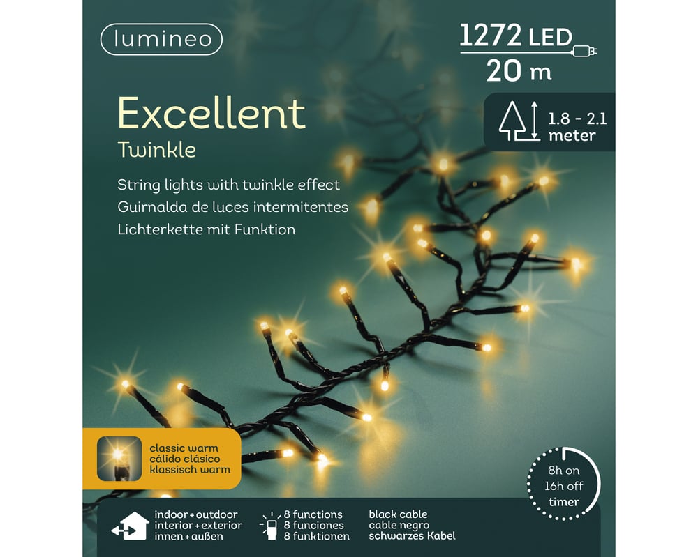Lumineo LED Excellent - Clusterverlichting - 1272 - Warm wit - 2000 cm Lumineo LED Excellent - Clusterverlichting - 1272 - Warm wit - 2000 cm