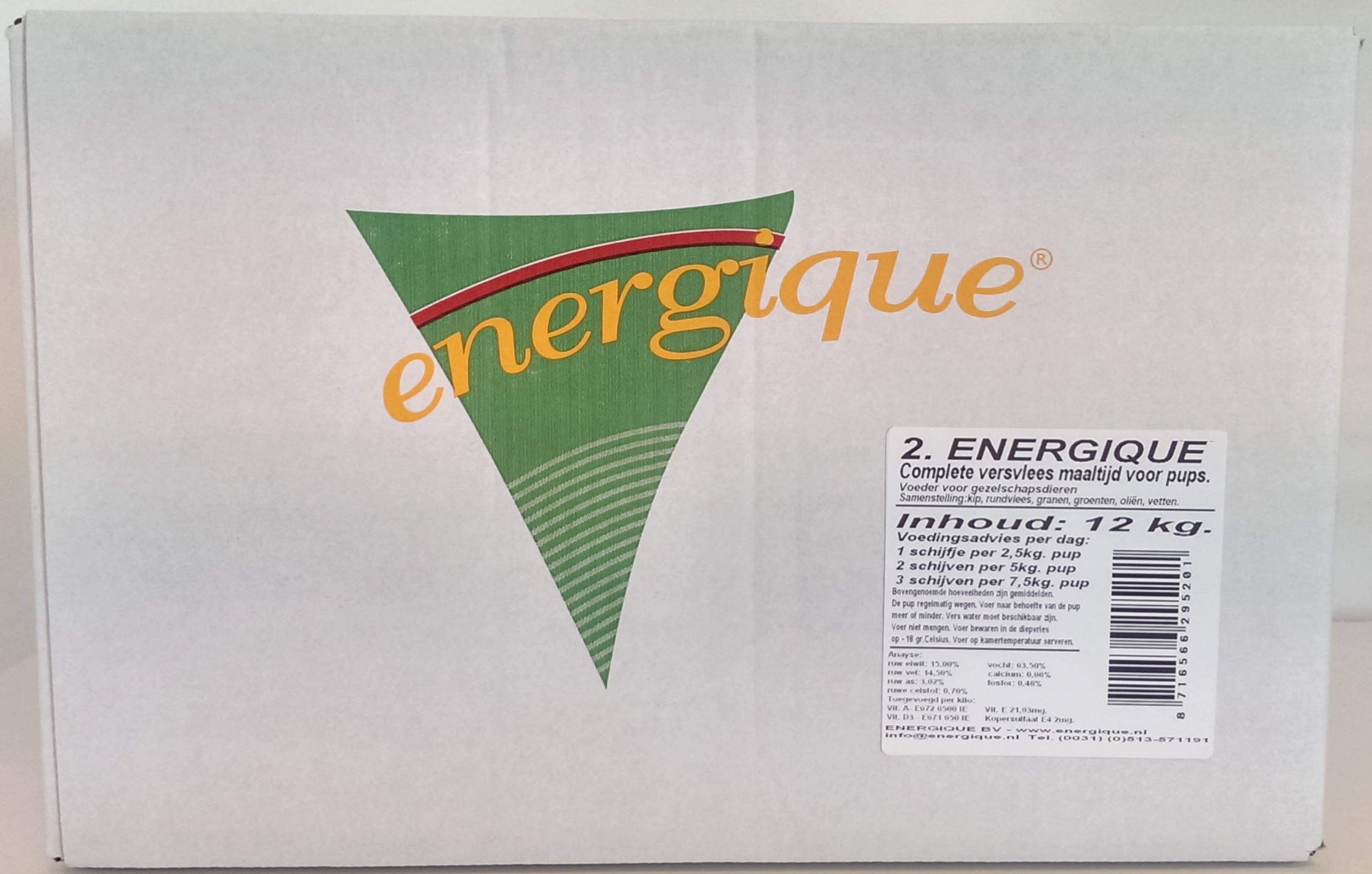 Energique Puppy - Vers Vlees - Hondenvoer - 12 Kilogram - rund, kip Energique Puppy - Vers Vlees - Hondenvoer - 12 Kilogram - rund, kip