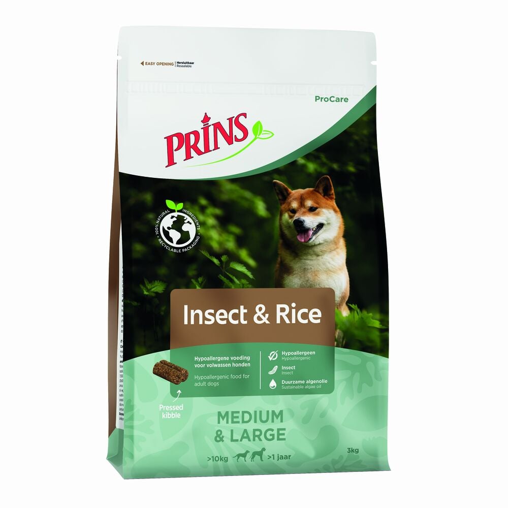 Prins Procare Medium - Large Geperste brok - Hondenvoer - 3 Kilogram - insecten Prins Procare Medium - Large Geperste brok - Hondenvoer - 3 Kilogram - insecten