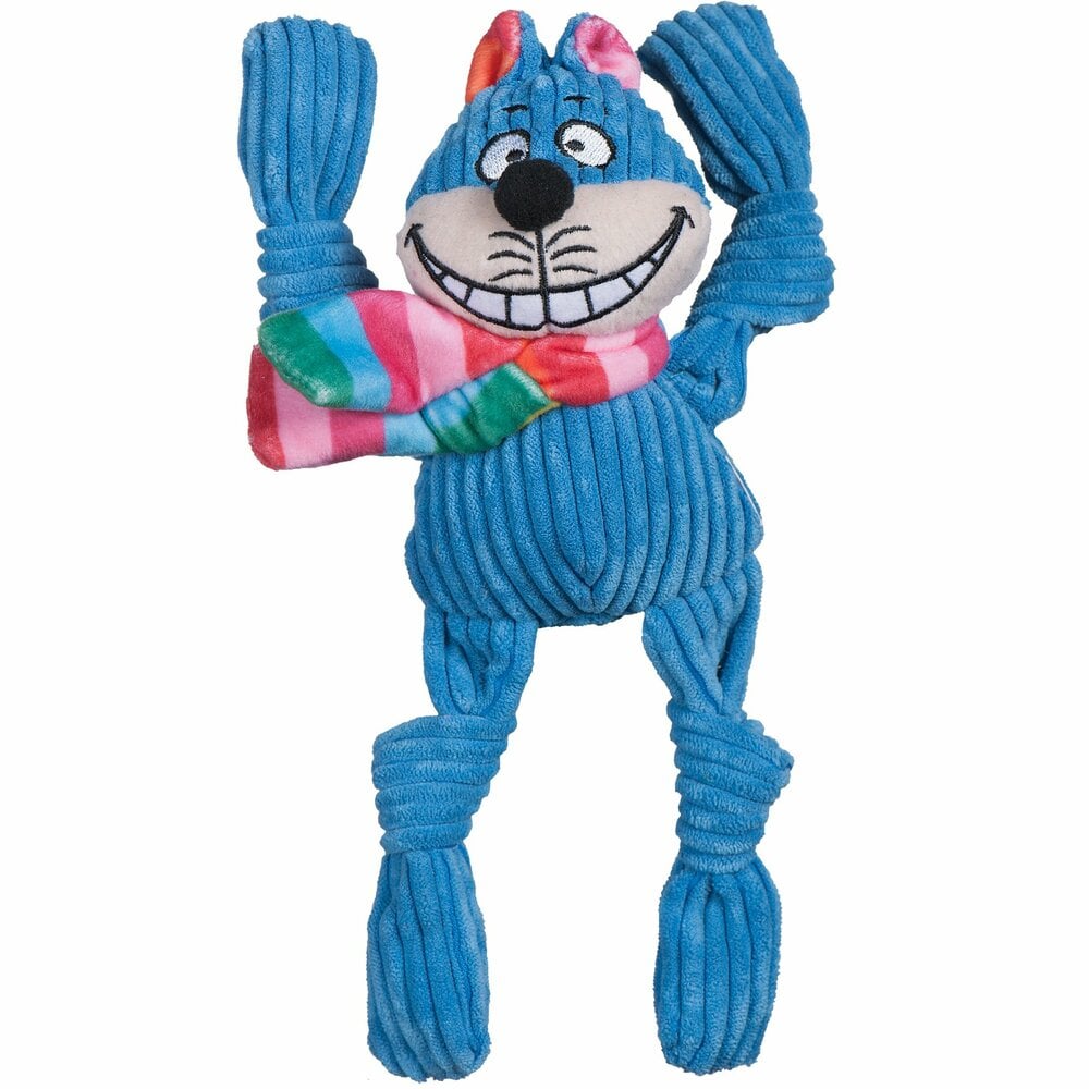 Huggle Hounds Kat - Knuffel - Hondenspeelgoed - blauw - 6.5x23x13 cm - S