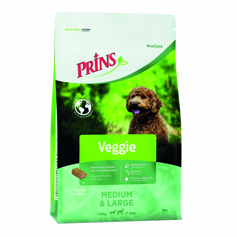 Prins Procare Veggie Medium - Large Geperste brok - Hondenvoer - 12 Kilogram - mais, rijst