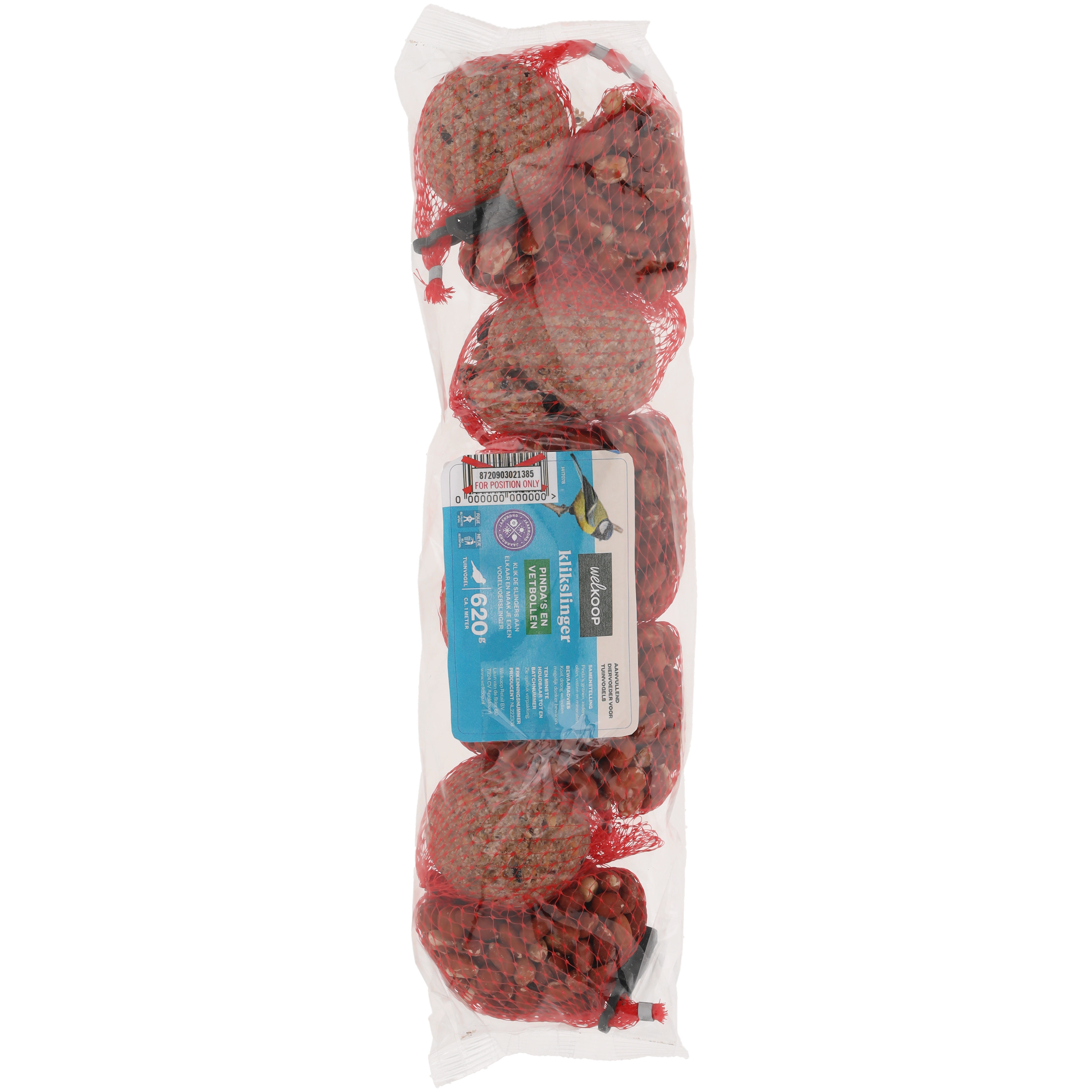 Welkoop - Klikslinger Pinda's en Vetbollen - Tuinvogelvoer - 620 Gram