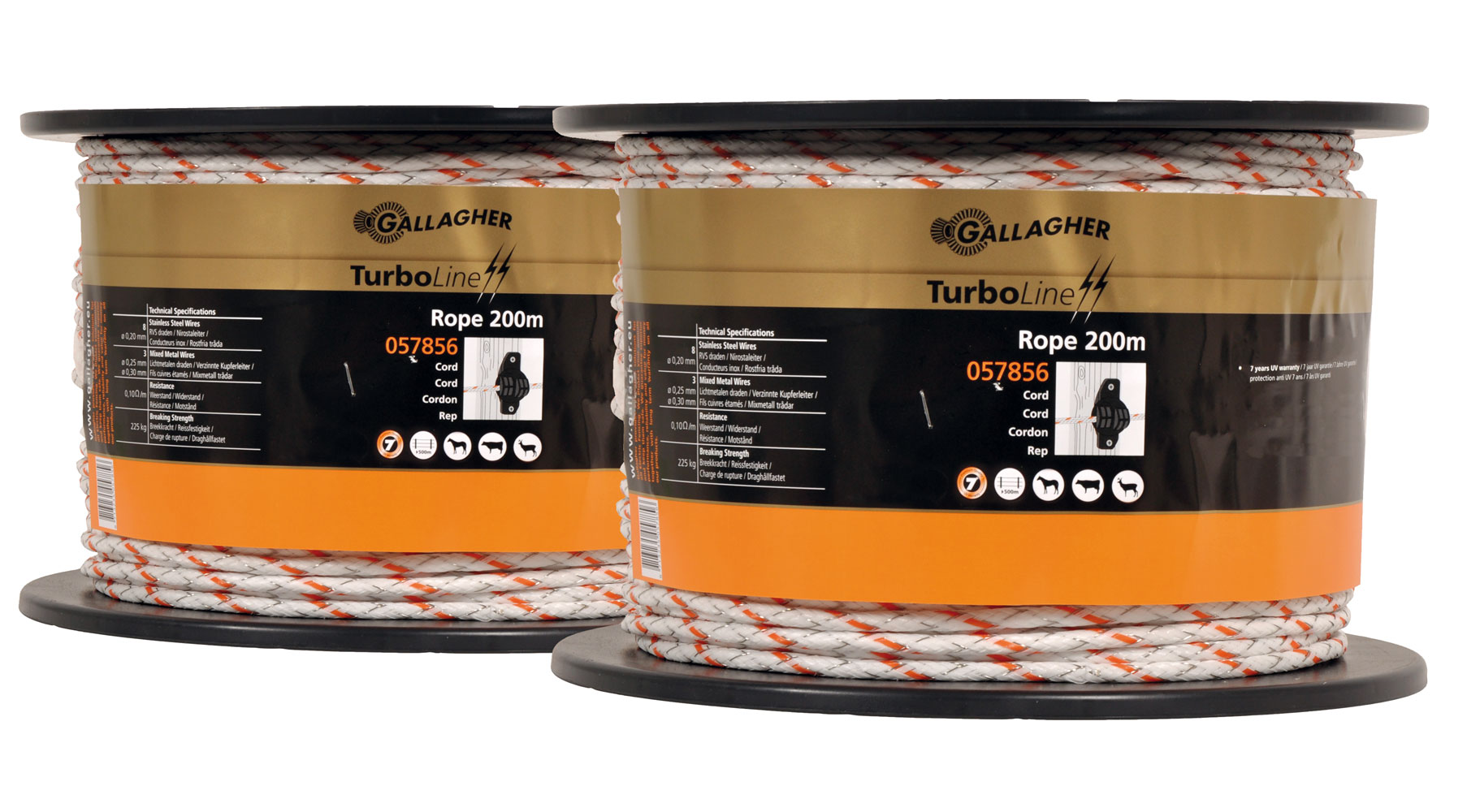 Gallagher Turboline Duopack- Schrikkoord - 17 cm - 2 Stuks - Wit - 53 cm - 40000 cm Gallagher Turboline Duopack- Schrikkoord - 17 cm - 2 Stuks - Wit - 53 cm - 40000 cm