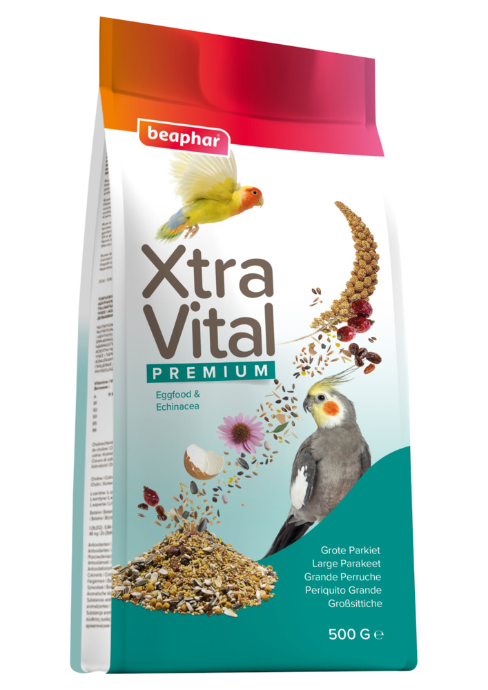 Beaphar Xtra Vital  Grote Parkiet - Vogelvoer - 0.5 Kilogram - Volledig voer