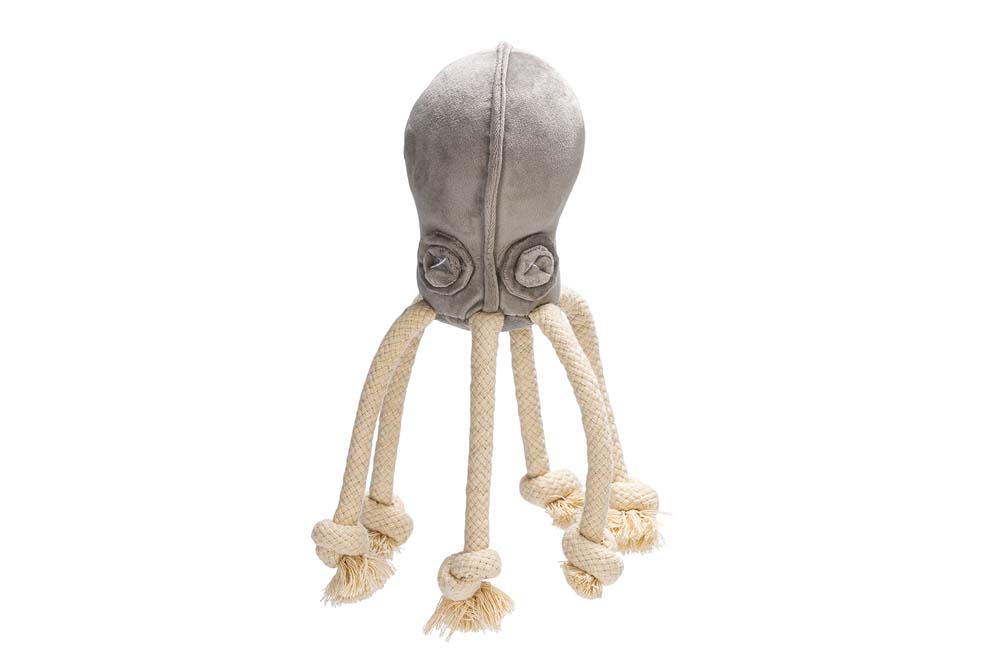 Designed by Lotte Inktvis Aisha Knuffel - Hondenspeelgoed - grijs - 10x11x15 cm