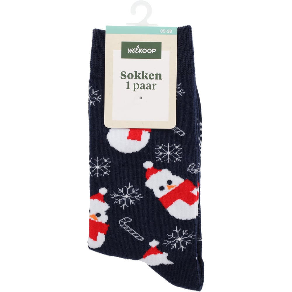 Welkoop Fun Kerst Sneeuw - Sokken - Blauw - 35-38