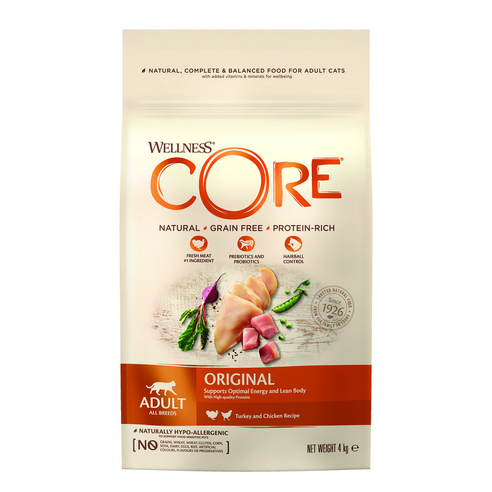 Wellness Core Adult Original - Kattenvoer - 4 Kilogram - kip, kalkoen