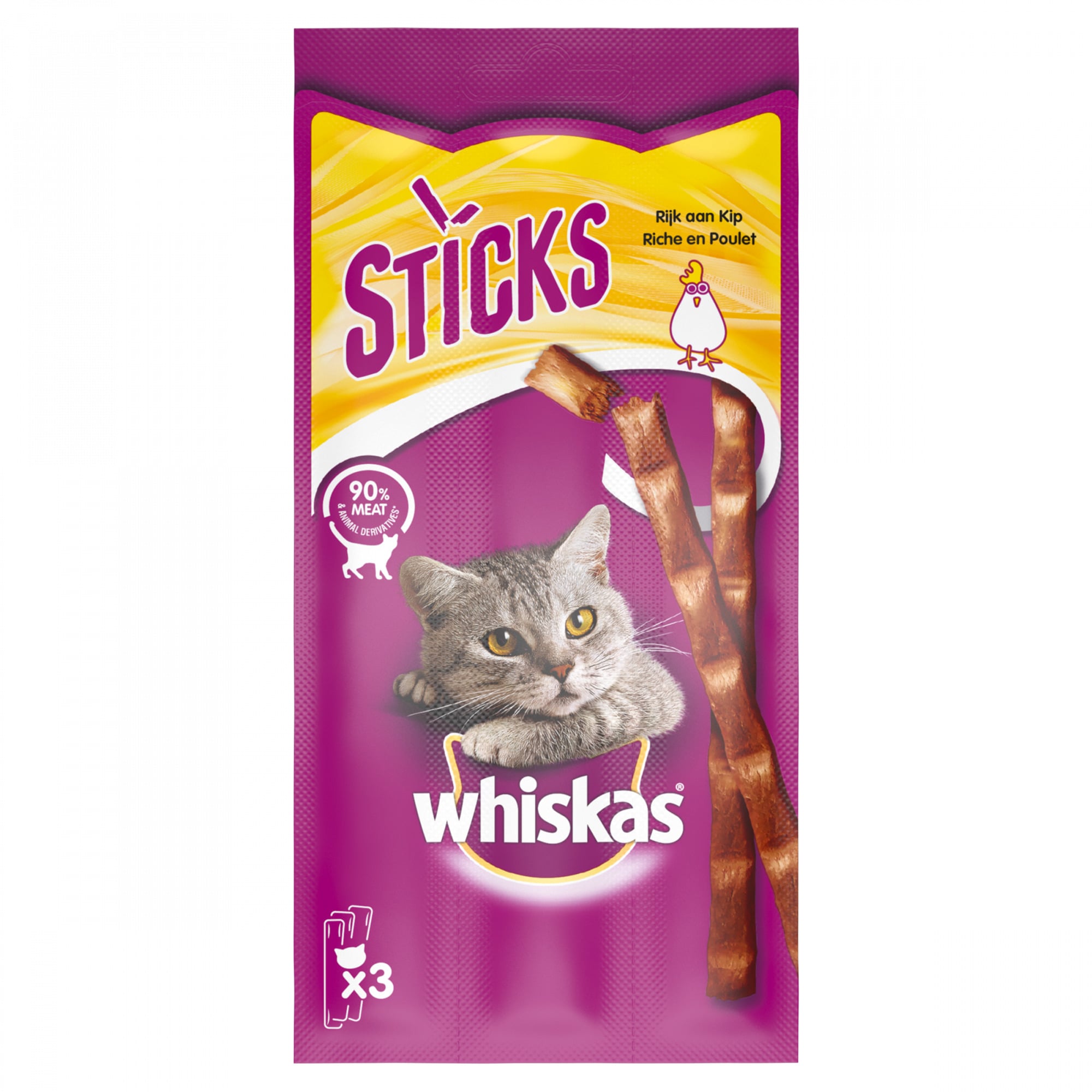 Whiskas Sticks - Kattensnack - 3 Stuks - kip