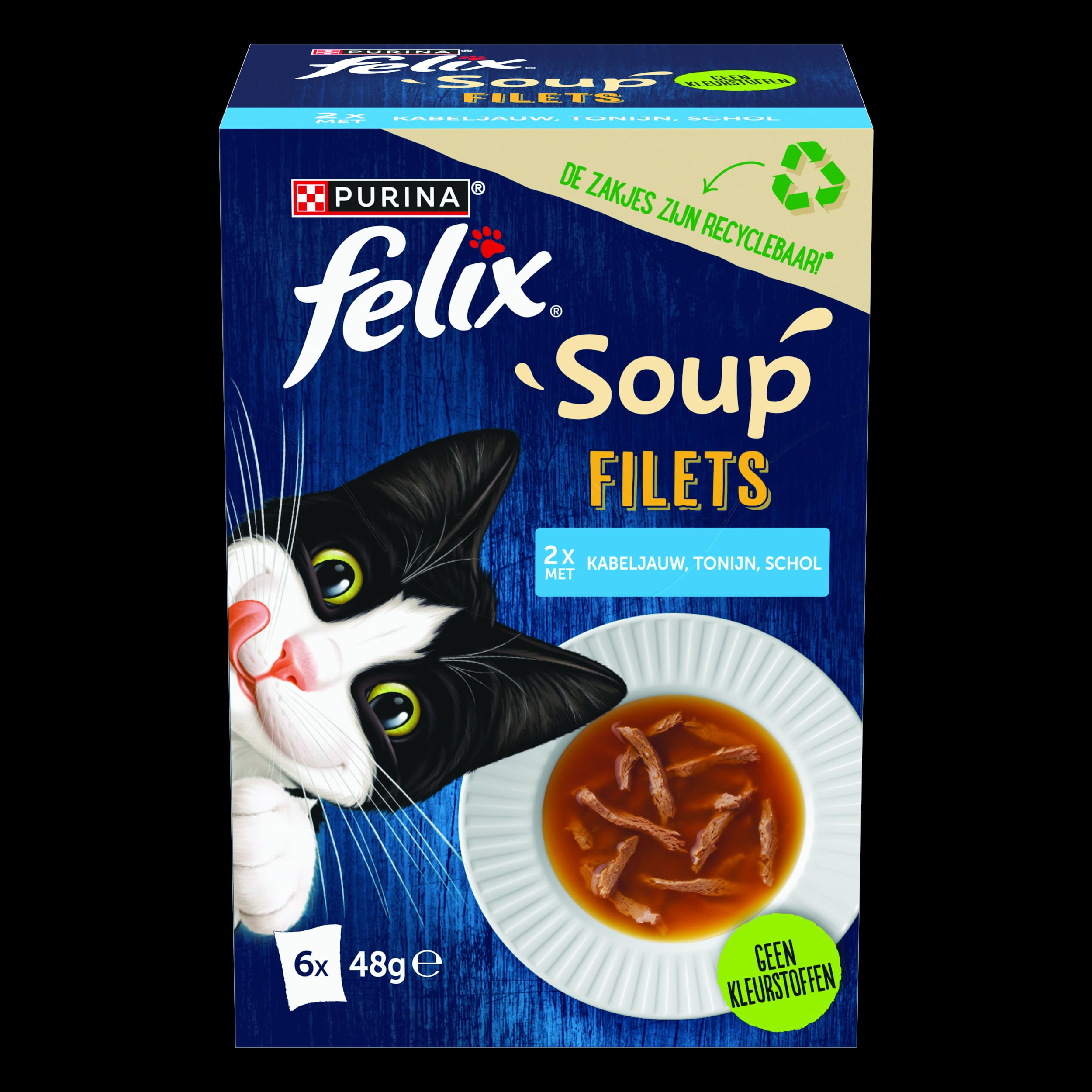 Felix Soup Original - Kattenvoer - 6x48 gram - 48 Gram - tonijn, vis, kabeljauw
