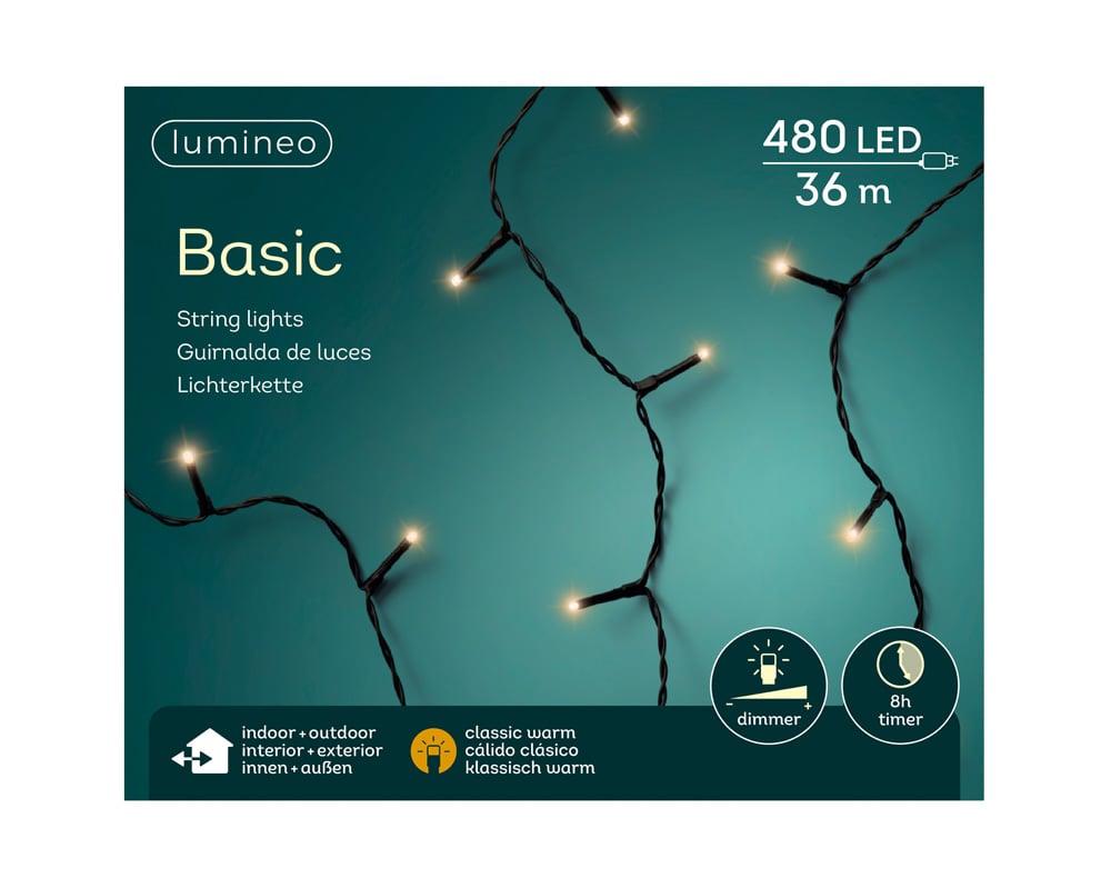 Lumineo Basic - Kerstboomverlichting - 480 - Klassiek warm wit - 3600 cm