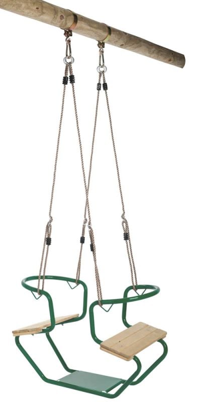 Swing King Metaal/Hout - Schommel duozit - Groen - Metaal