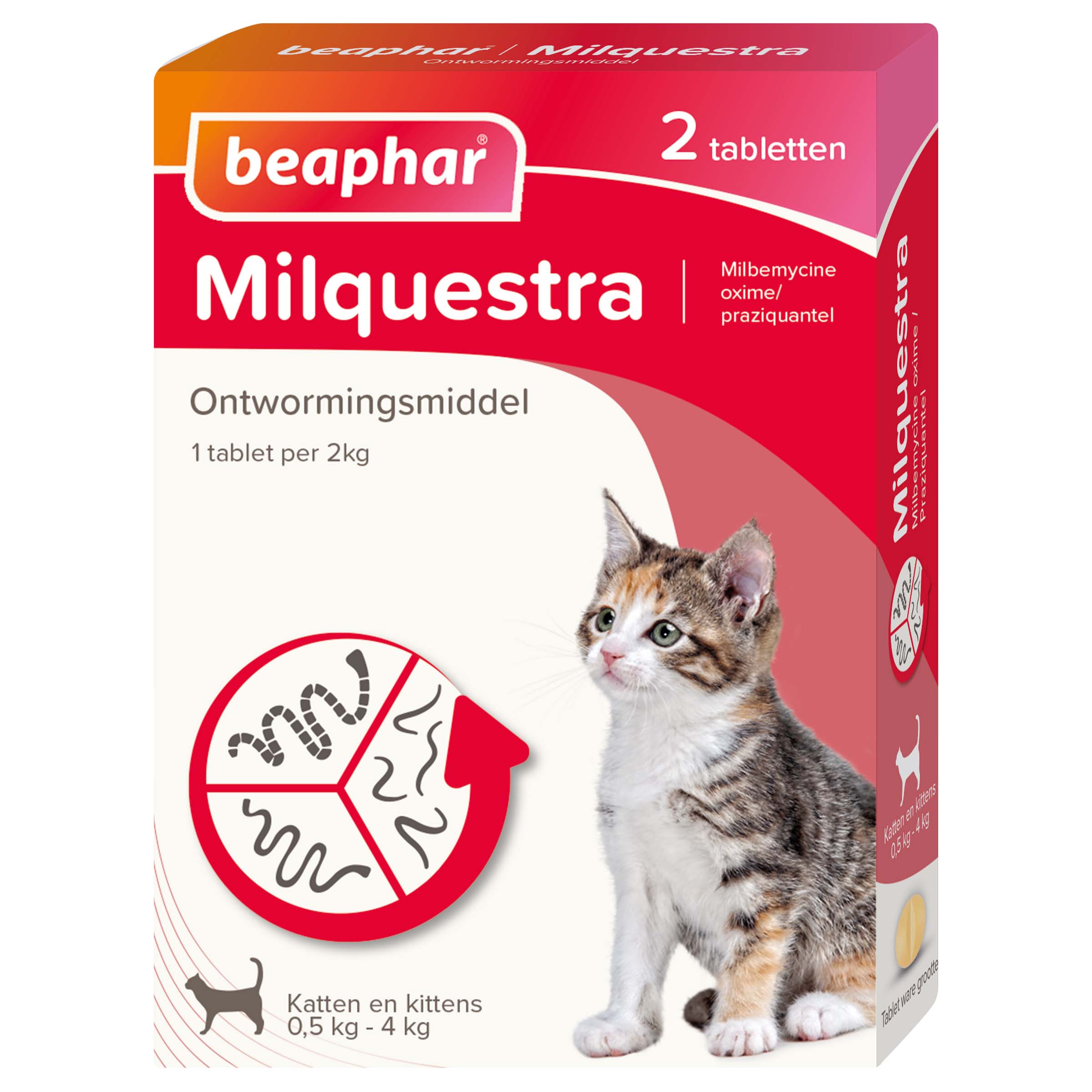 Beaphar Milquestra Tabletten - Ontwormen Kittens - 2 Stuks - S