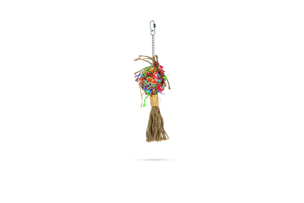 Beeztees Ovi Pluim - Vogelspeeltje - Assorti - 9x9x36 cm Beeztees Ovi Pluim - Vogelspeeltje - Assorti - 9x9x36 cm