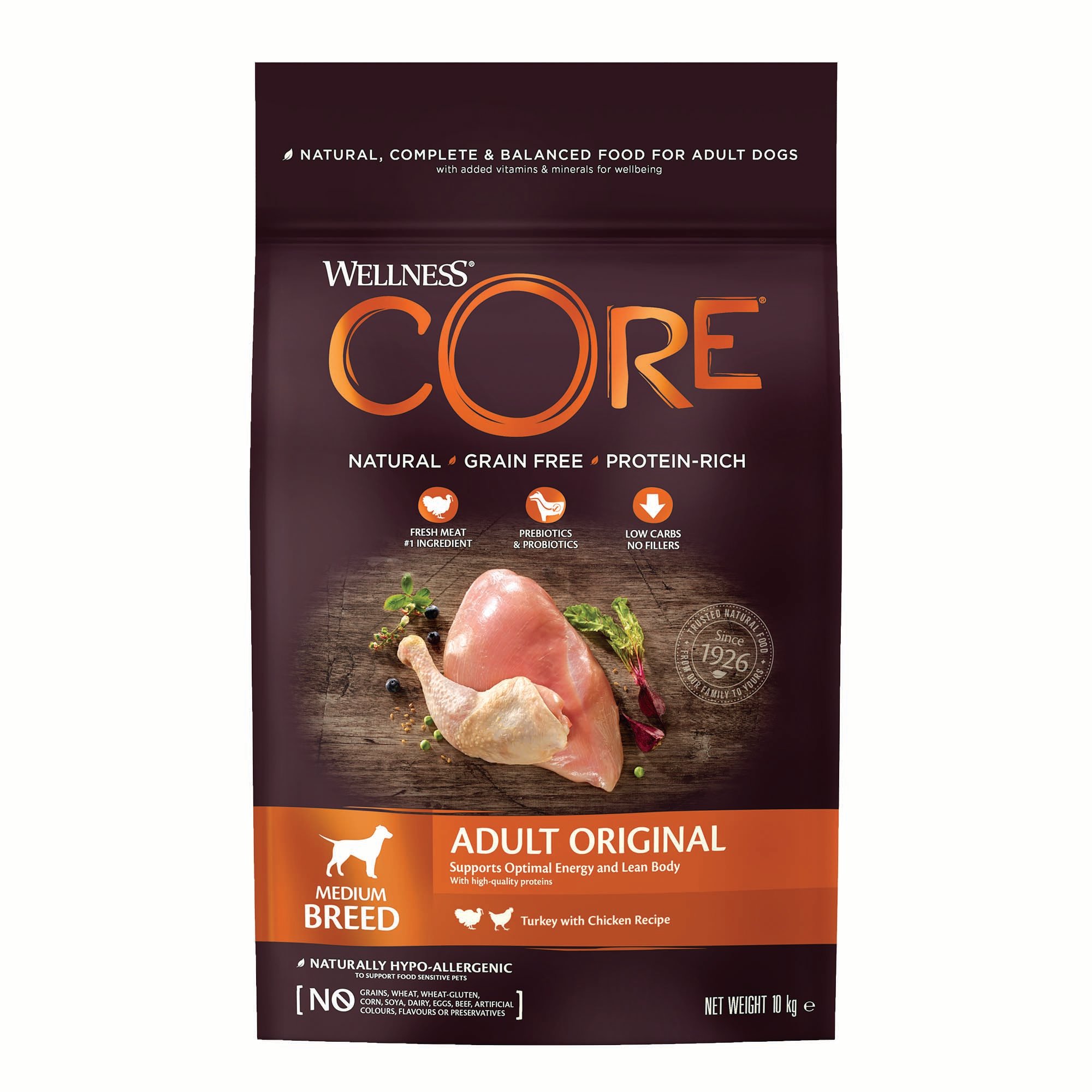 Wellness CORE Adult original Medium-Breed - Hondenvoer - 10 Kilogram - kalkoen, kip