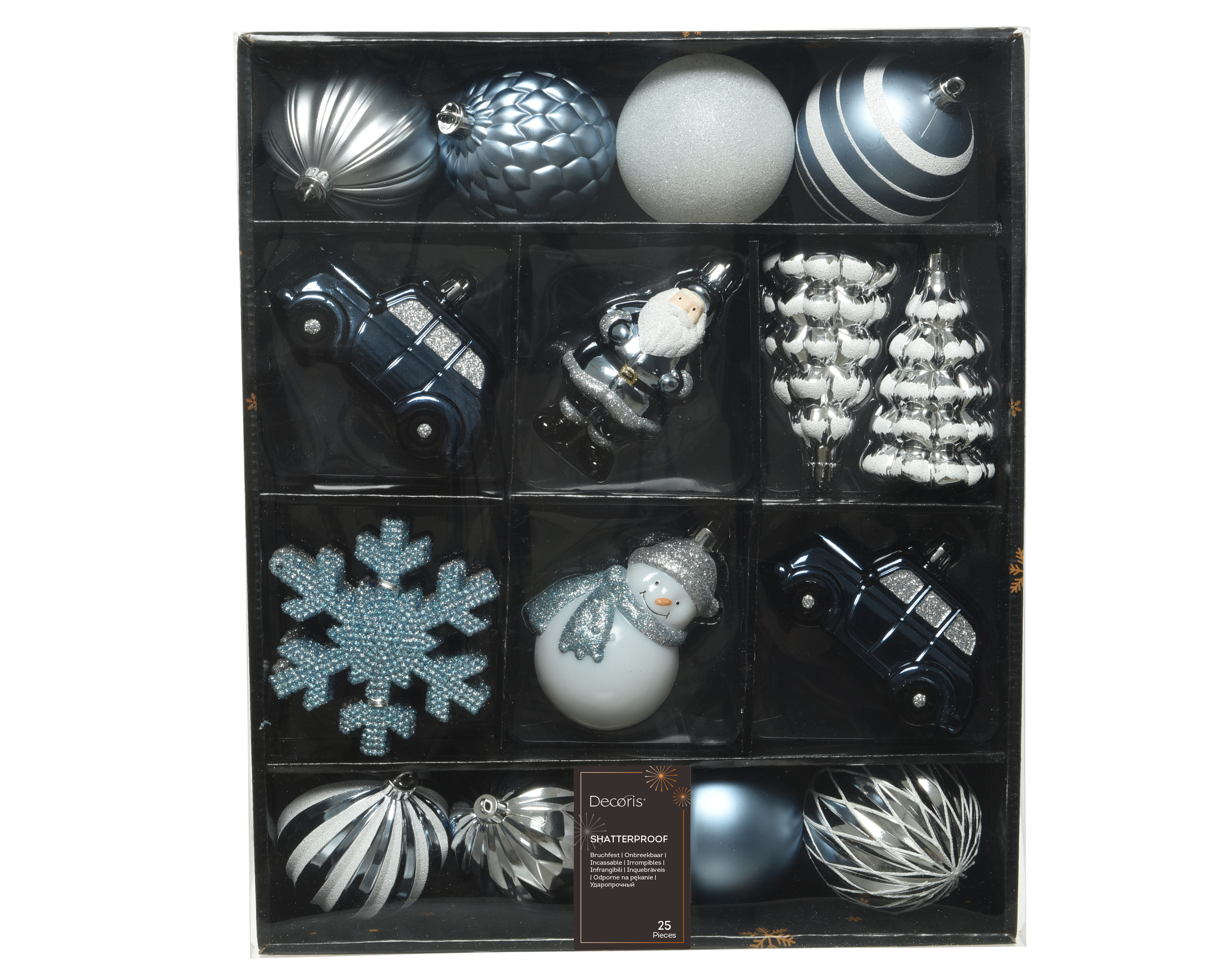 Decoris - Kerstballen mix - Zilver blauw