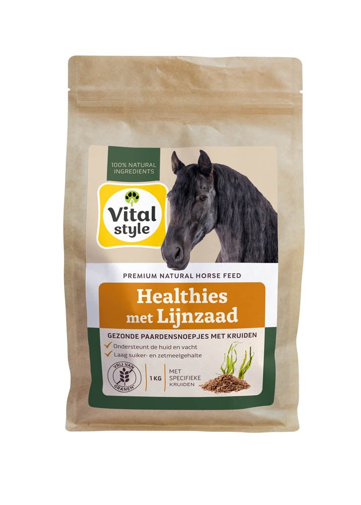 Vitalstyle Healthies - Paardensnoepjes - 1 Kilogram - Lijnzaad Vitalstyle Healthies - Paardensnoepjes - 1 Kilogram - Lijnzaad