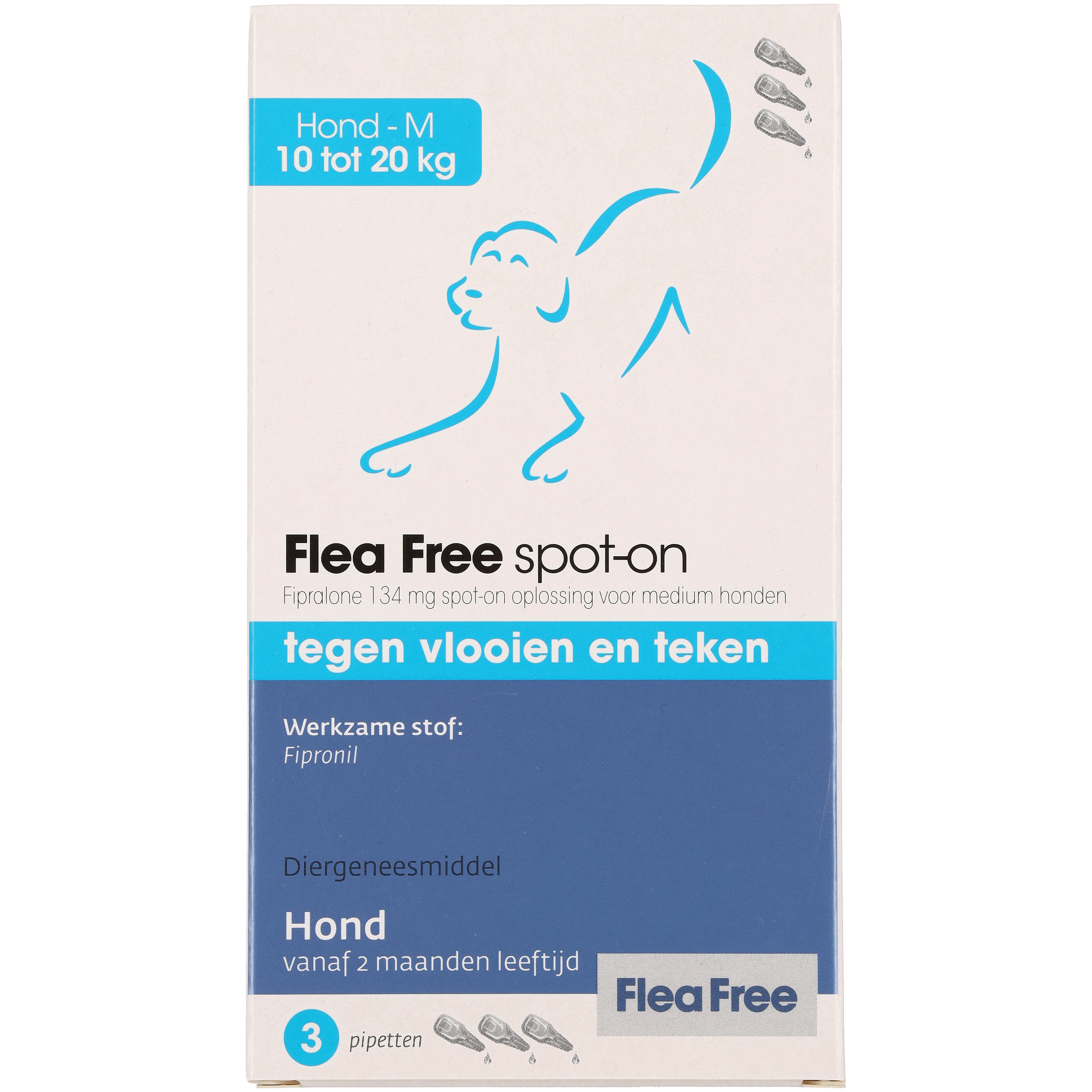 Flea Free Spot On - Pipetten - Anti Vlooien en teken Hond - M - 3 Stuks - M