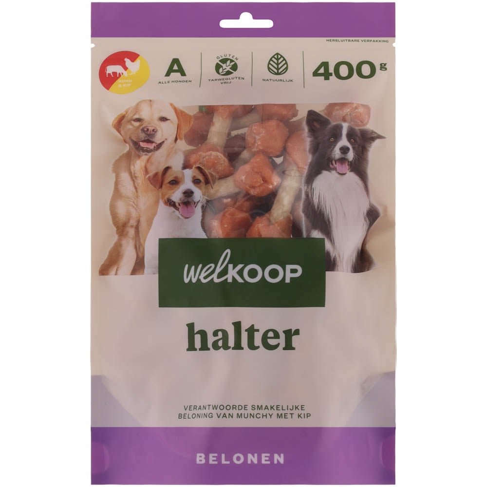 Welkoop Halter - Hondensnacks - 400 Gram - rund, kip