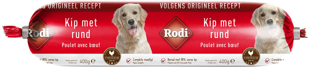 RODI- Worst - Hondensnack - 400 Gram - rund, kip RODI- Worst - Hondensnack - 400 Gram - rund, kip