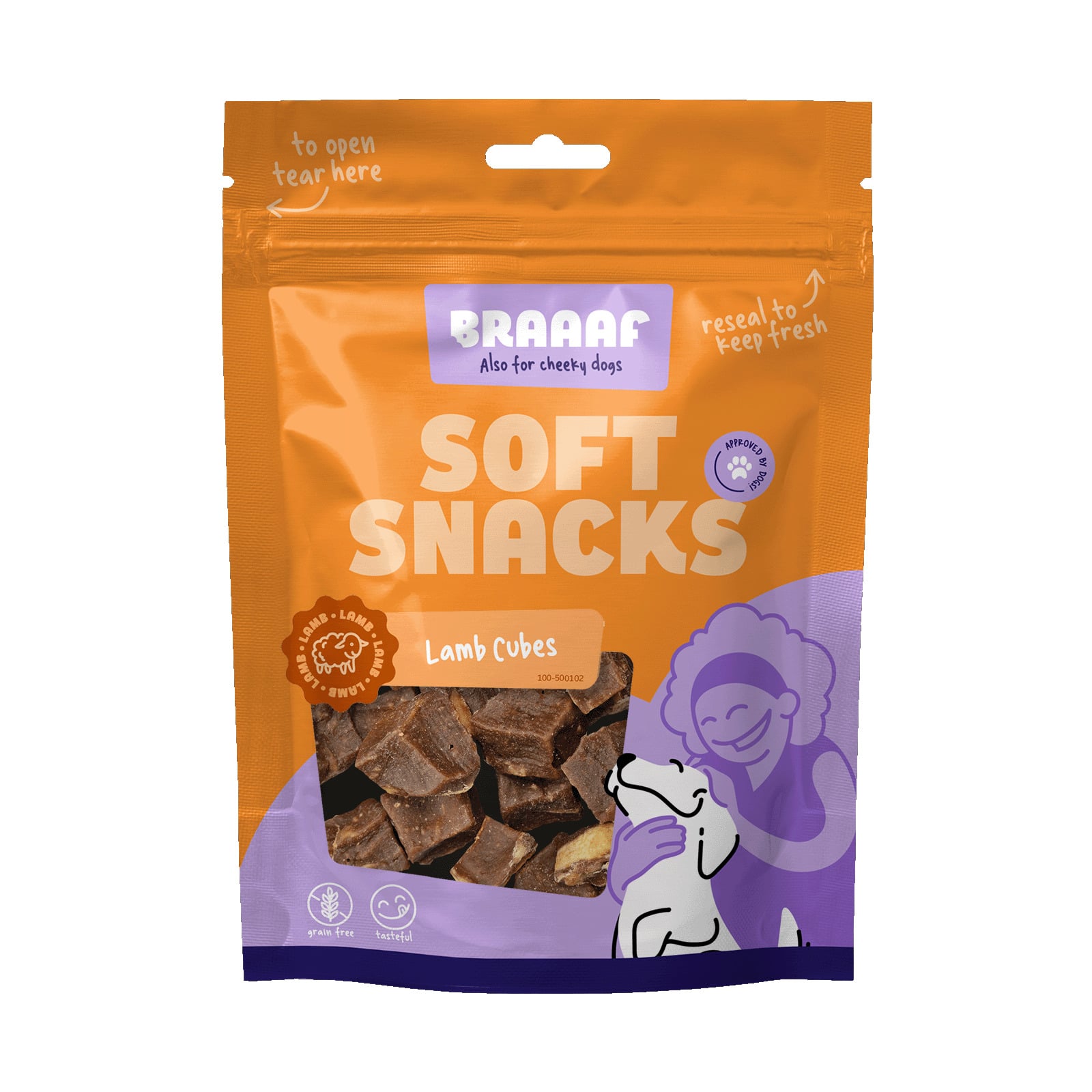 Braaaf Soft snacks Blokjes - Hondensnack - 85 Gram - vis, lam