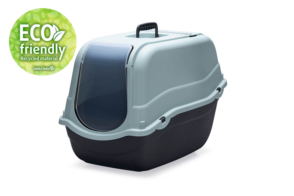 Beeztees  Eco Romeo - Kattenbak - Lichtblauw Zwart - 41x39x57 cm