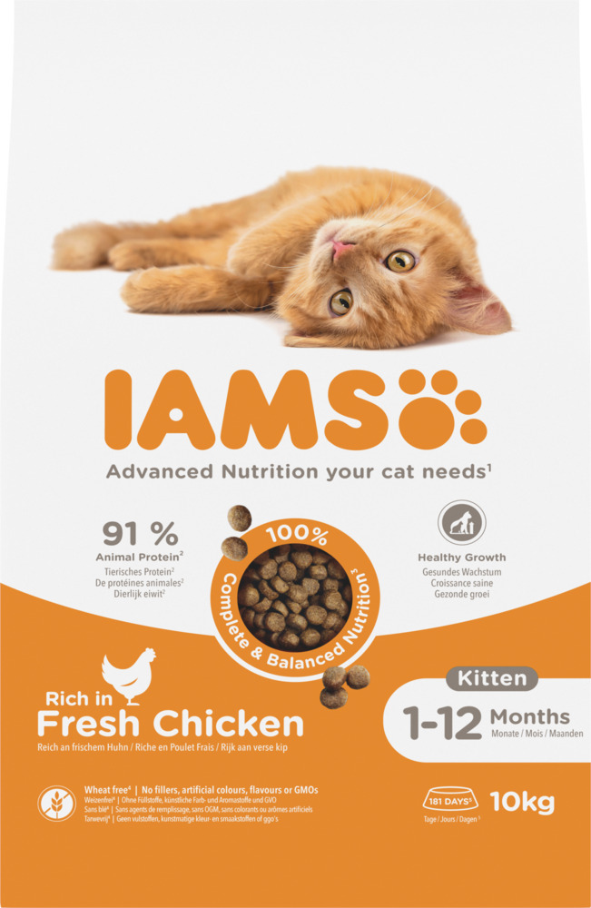 IAMS Kitten & Junior - Kattenvoer - 10 Kilogram - kalkoen, kip