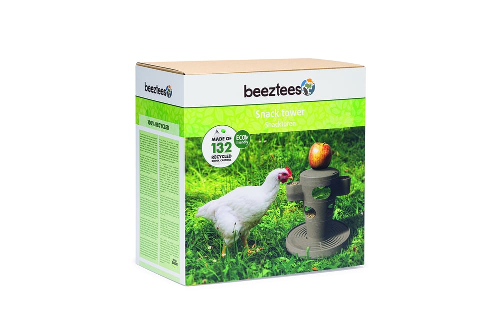Beeztees Snacktoren - Kippenvoerbak - Grijs Groen - 32.5x30x30 cm