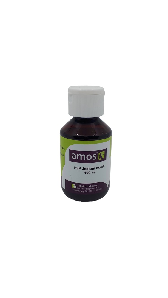 Amos PVP Zeep-scrub - Jodium - 0.1 Liter Amos PVP Zeep-scrub - Jodium - 0.1 Liter